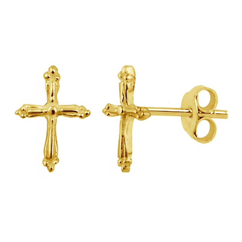 Cross Stud Earrings - Gold