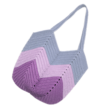 Load image into Gallery viewer, Crochet Granny Bag Customize Trio - Northern Light Blue &gt; Rydiant Purple&gt; Lavender