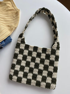 Crochet Checkered Hobo Bag (Two Colors)
